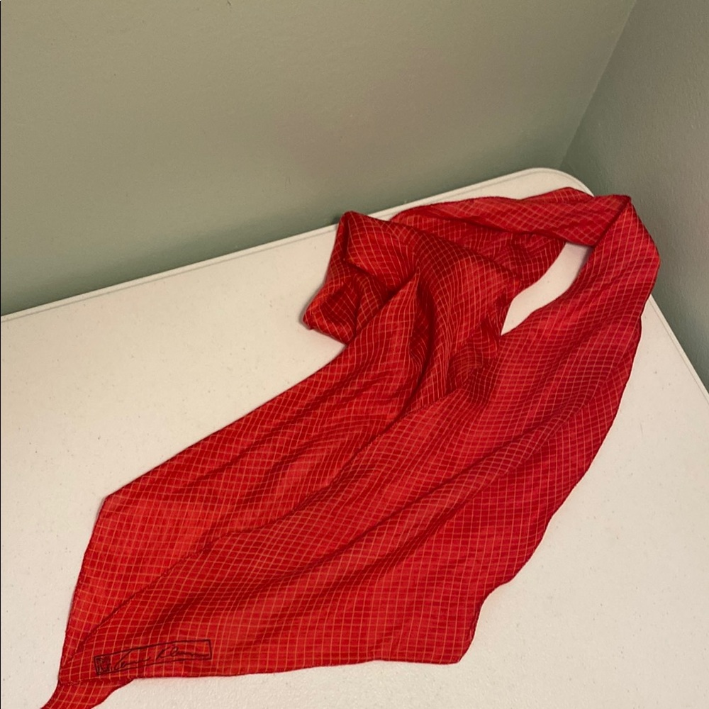 Vintage Anne Klein Red Checkered Scarf